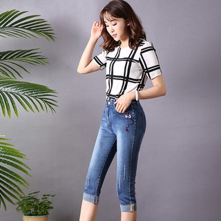 Seluar jeans  wanita langsing musim panas bahagian nipis 