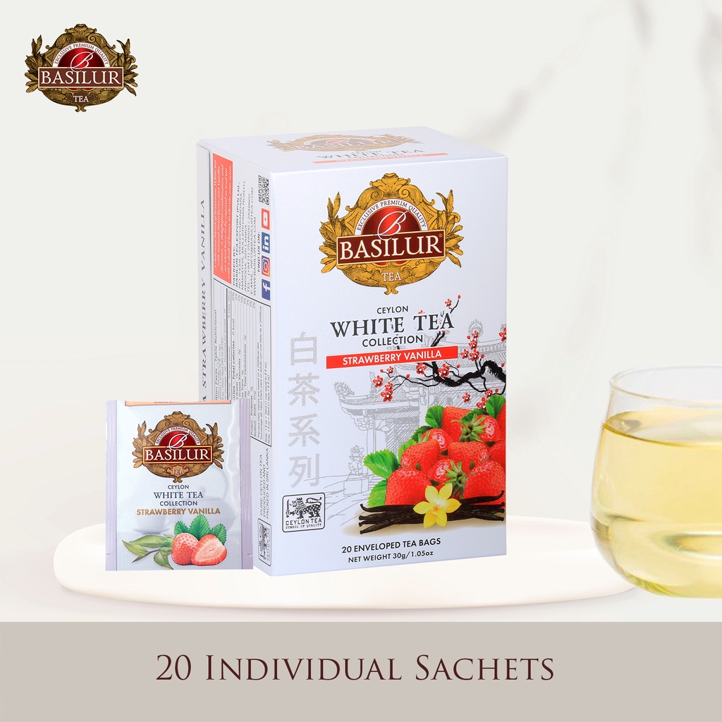 Basilur Tea Ceylon White Tea Strawberry Vanilla (20 Sachets) Shopee