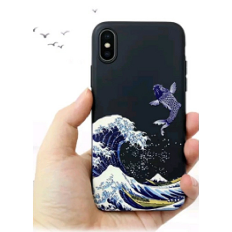 The Great Wave Off Kanagawa Japanese Art Phone Case Iphone 6 6s 7 7s 8 Plus X Black Emboss Tpu Ultra Thin Chinese Style Shopee Singapore