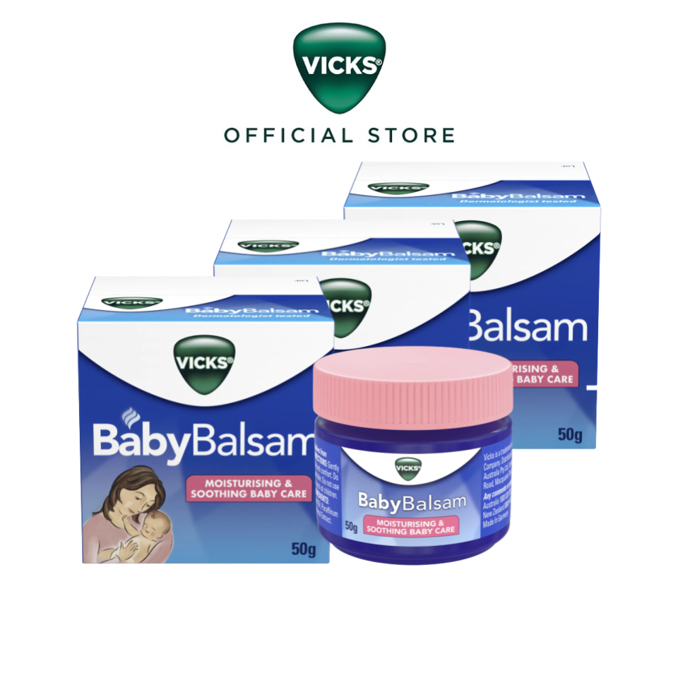 [Bundle of 3] Vicks Baby Balsam 50g x3 Moisturising Baby Care Shopee