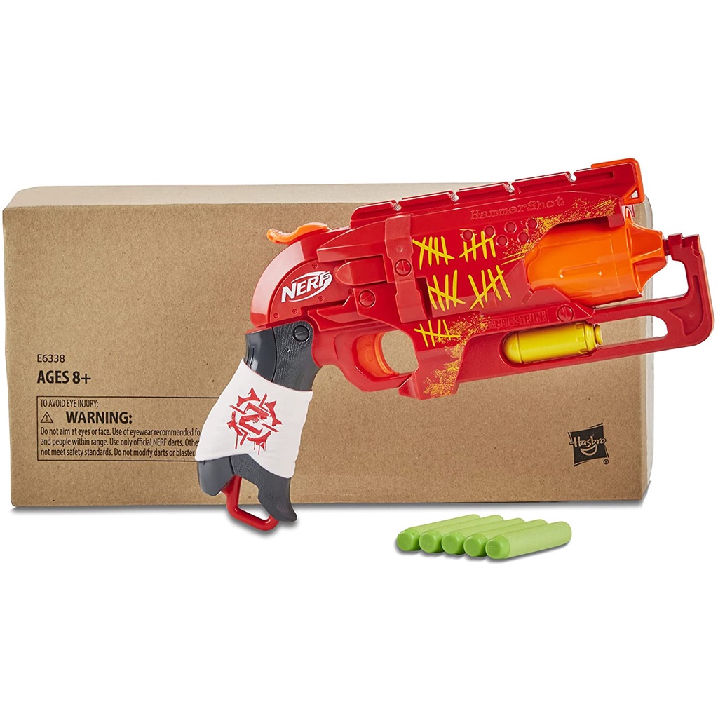 Nerf Zombie Strike Hammershot Blaster Pull-Back Hammer Blasting Action ...