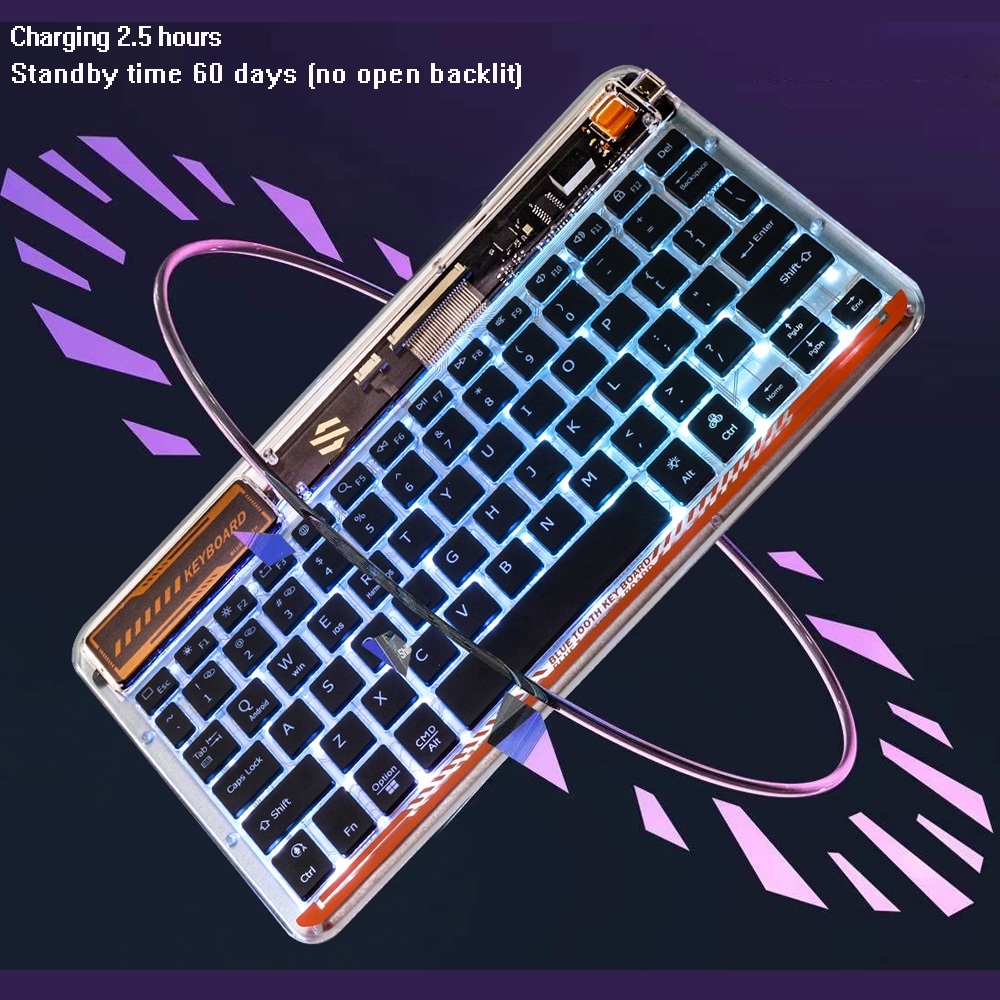 Voice Input Silent 78 Keys Crystal Transparent Wireless Gaming Keyboard