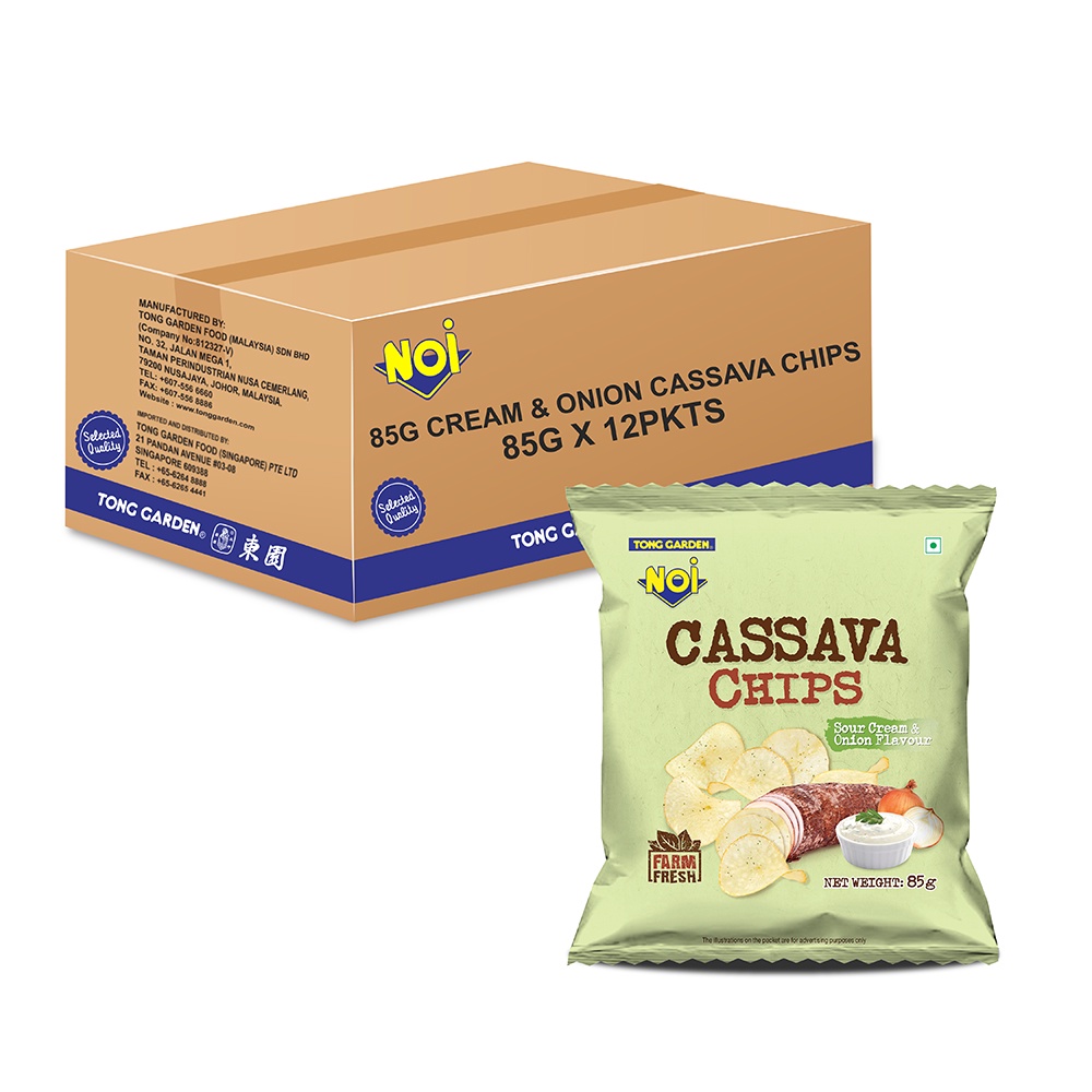 Tong Garden NOI Sour Cream & Onion Cassava Chips 85g (Carton of 12