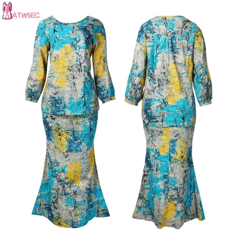 Kurung Moden Plus Size Baju Muslimah Set Causal Blue Yellow Floral Raya S 5xl Ba Shopee Singapore