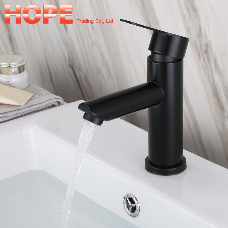 304 Stainless Steel Black Faucet Hot Cold Basin Sink Water Tap