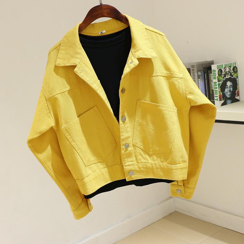 2022 Spring Autumn New Style Candy Versatile Small Yellow Denim Jacket Women Short Purple Thin Ladies Top