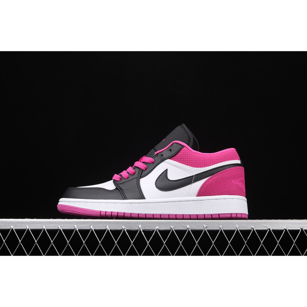 nike air jordan 1 low white pink and black trainers