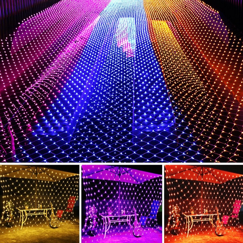 1.5*1.5M Mesh LED Net Fairy String Curtain Lights for Party Xmas Bar Outdoor EU 