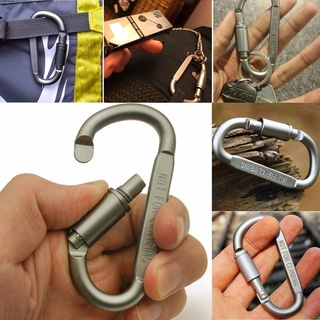 Outdoor Carabiner Screw Lock Buckle D-Shaped Carabiner Hook Keyring Clip Camping Kits Sports Rope Buckle Camping Equipment Survival Gear Not for clambing 1Pcs