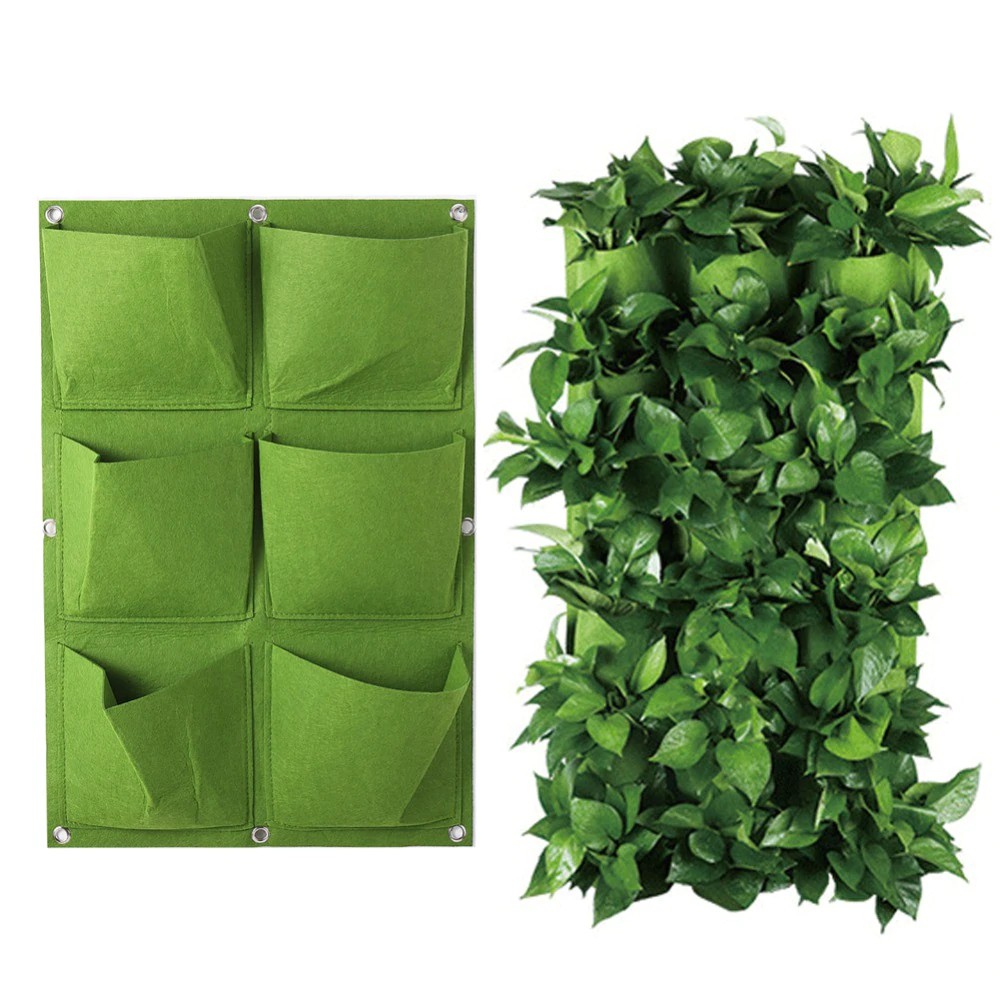 Creative Flower Pot Non Woven Fabric Stackable 2 3 6 9 Pockets Wall Planter Garden Flower Pots Wall Hanging Vertical Succulents Plant Pot Bonsai Pot Home Decor Green Black Shopee Singapore