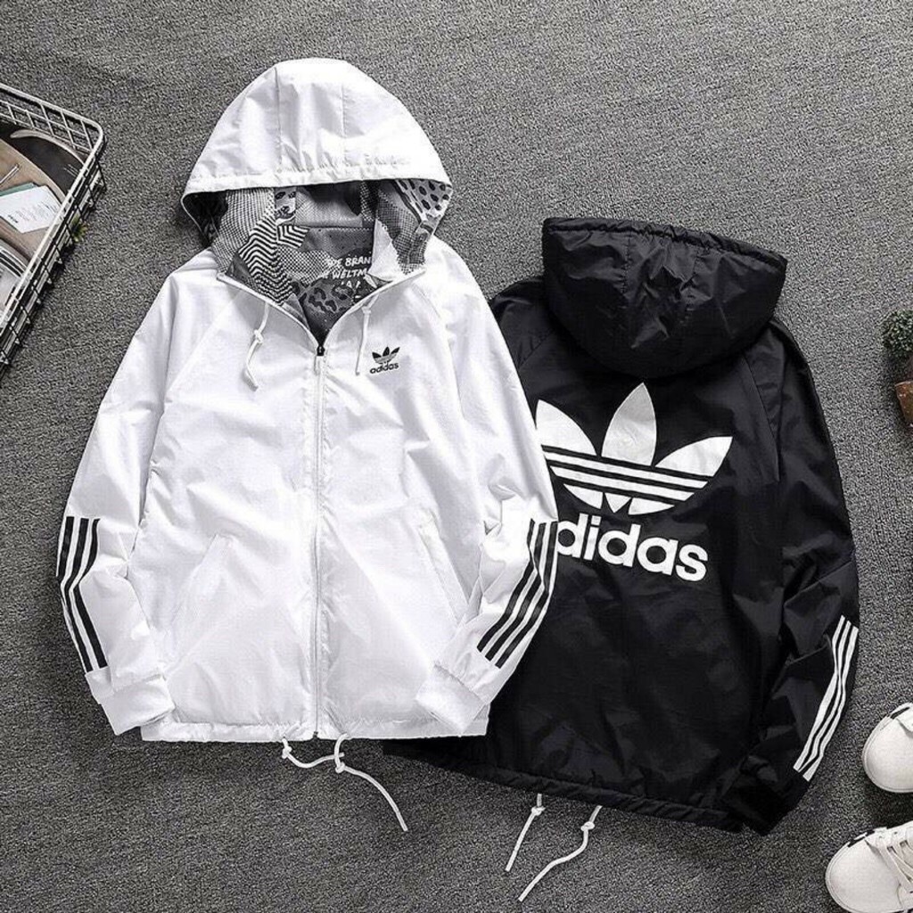 white adidas windbreaker jacket