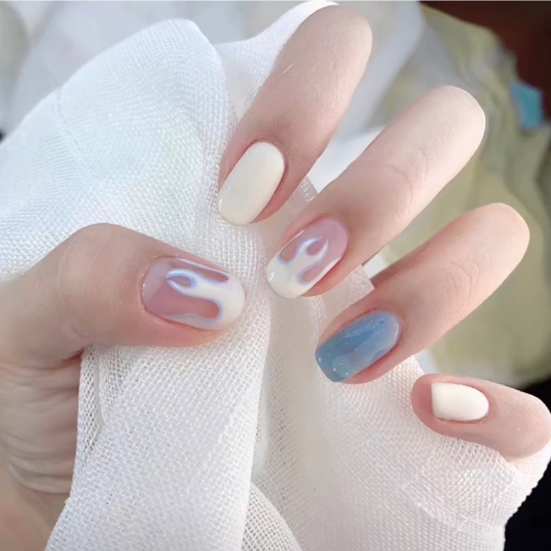 Fantastic789 With Glue 24pcs Box Korean All Colors Jennie Flame Fire Fake Nail Women Diy Manicure More Styles Shopee Singapore
