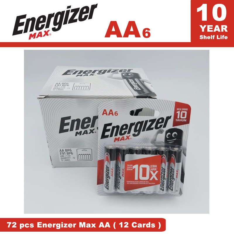 Energizer Max AA (2A) Alkaline Battery 1 Box (72pcs) Shopee Singapore