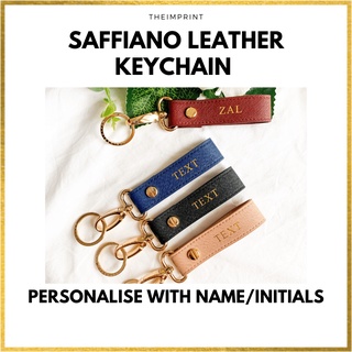 Image of THEIMPRINT Personalised Saffiano Leather Keychain - Monogram with Name/Initials - Gifts 2022