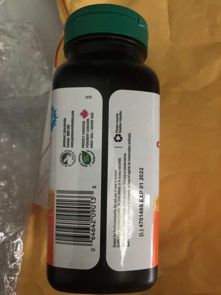 Jamieson Vitamin C + Zinc 500mg (Natural Tangy Orange) 200 Chewable