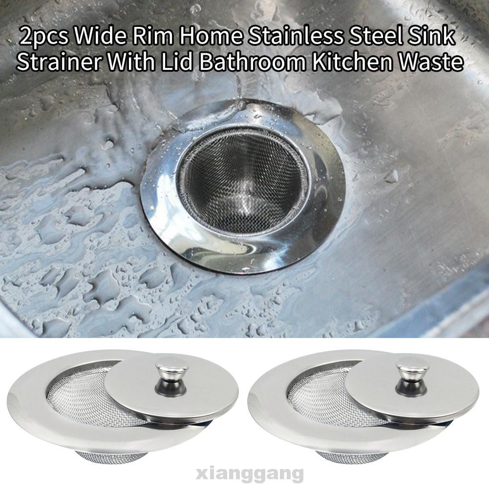 2pcs Stainless Steel Easy Install With Lid Bathroom Kitchen Fine Mesh Wide Rim Sink Strainer Shopee Singapore