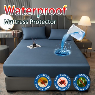 SunnySunny SG Luxury 100% Waterproof Mattress Protector Premium Brushed Fitted Bedsheet Soft Anti Bacterial Bedsheet Cover Single/Queen/King Size