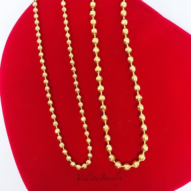Shop Malaysia Cop916 Rantai Leher Bola 16c 3mm 4mm 999 9 Gold Plated Beads Necklace Shopee Singapore