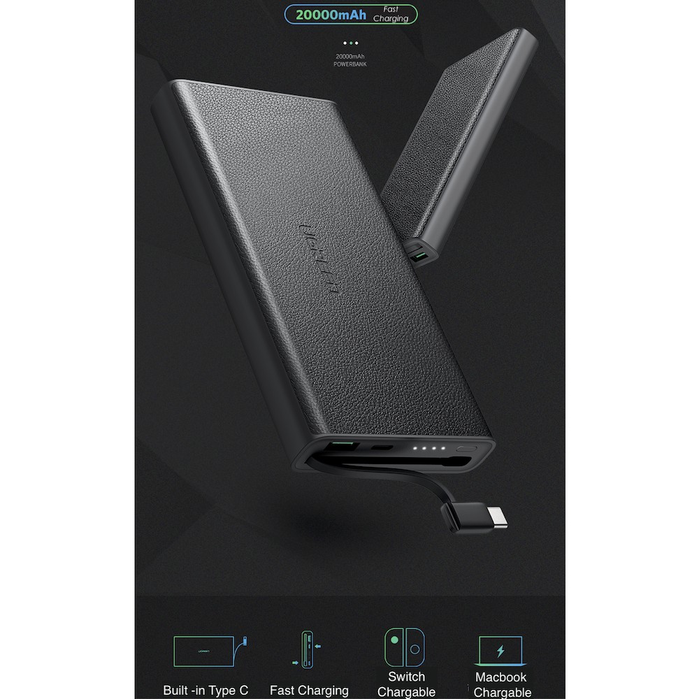 Ugreen Power Bank 20000mAh Portable Power Bank with Builtin Type C