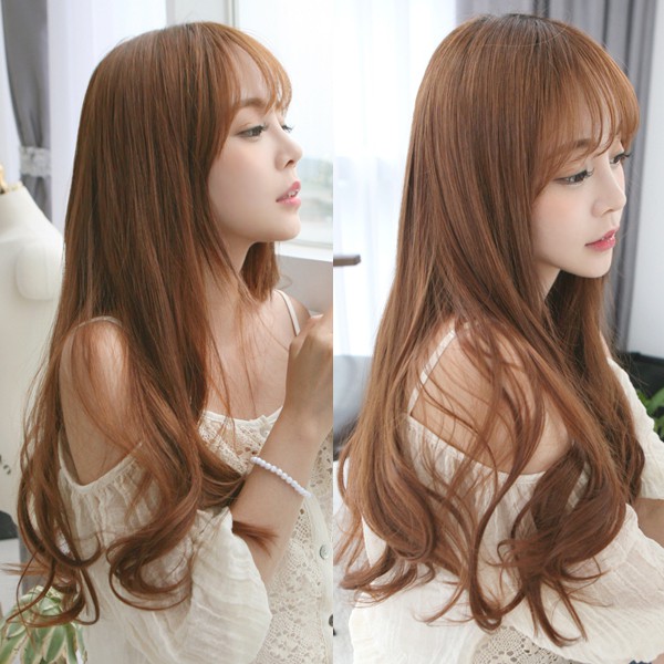A1sg Wig Female Long Curly Hair Big Wave Daily Air Bangs Natural