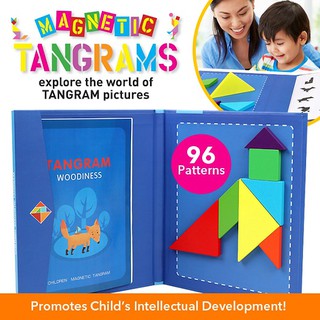 ★IMP HOUSE★[Educational Toy] Magnetic Tangram Block Set 96 patterns Travel game jigsaw