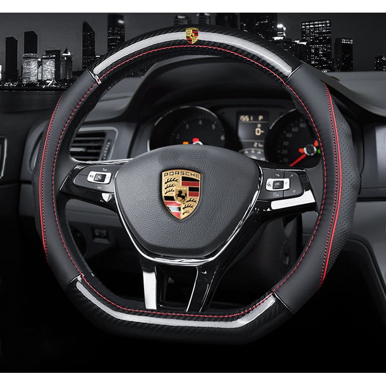 No Smell Thin Porsche Car Steering Wheel Cover Carbon Fiber Leather Non Slip 718 911 Cayenne Cayman Macan Panamera Shopee Singapore