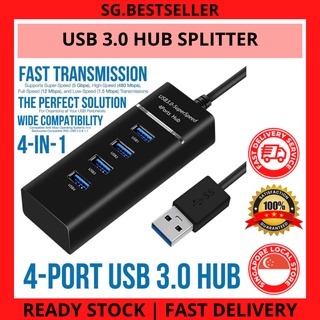 SG SELLER - USB 3.0 4 Ports High Speed 5Gbps Extension Hub Splitter for Laptop Computer Desktop Home Office