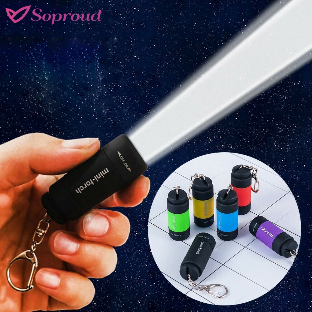 LED Torch Lamp Pocket USB Rechargeable Mini Keychain Keyring Camping Flashlight