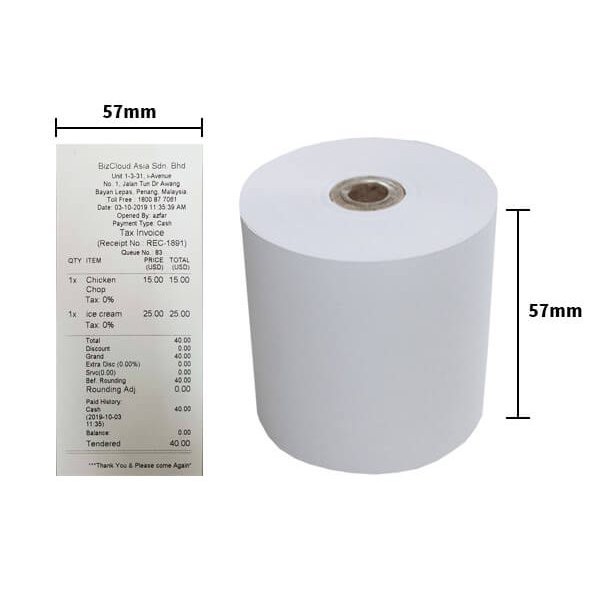 Set 100 Rolls Thermal Printing Paper Invoice Printing Bill Printing K58 Phi 45 Shopee Singapore