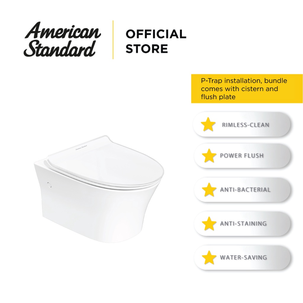 (RIMLESS) American Standard Signature Wall Hung Toilet Bundle (with