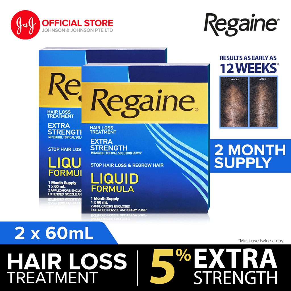 Regaine Extra Strength Minoxidil Topical Solution 5% W/V Solution Stop Hair  Loss & Regrow Hair Twinpack 2x60ml | Shopee Singapore