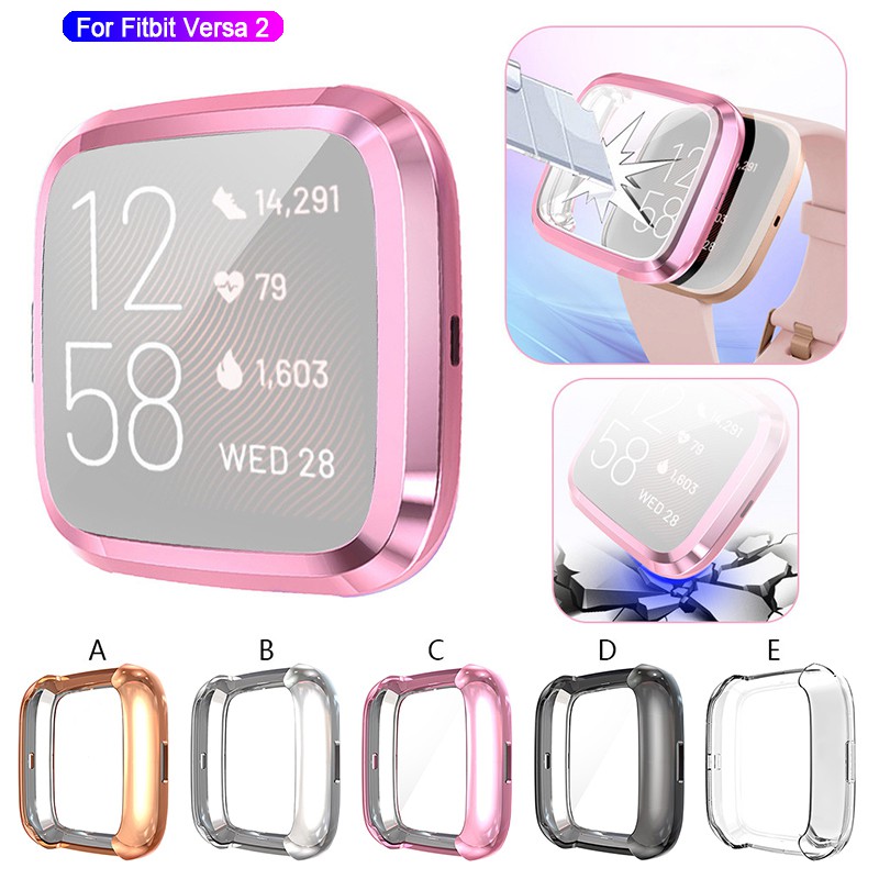 360 Degree Protective Cover for Fitbit Versa 2 Band Case Plating for ...