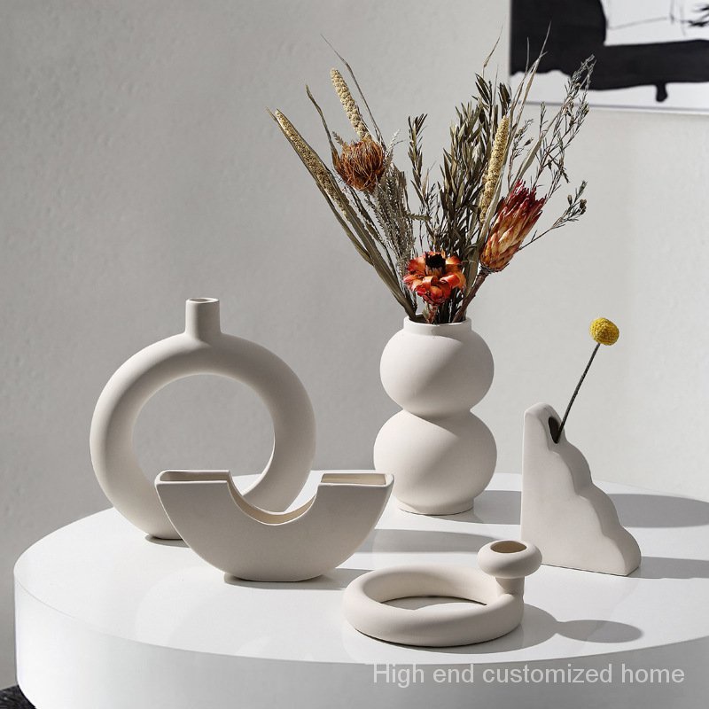 花瓶Ceramic vases tabletop vases white vases Abstract vases Nordic 