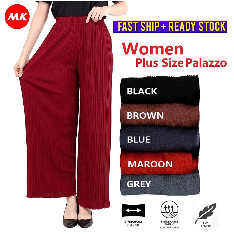 Baju Raya 2021 Mk Women S Muslimah Palazzo Pants Straight Ladies Palazzo Pants Seluar Perempuan 14 785 Shopee Singapore