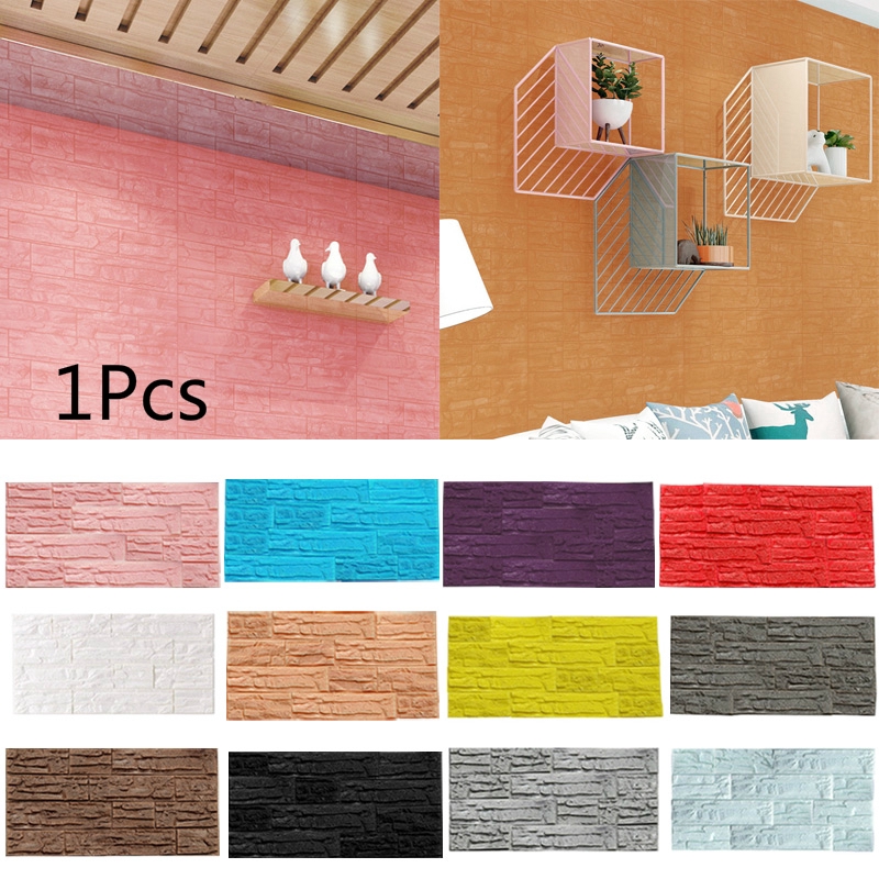 1Pcs 3D  PE Foam  Brick  Peel and Stick Wallpaper  White Peel 