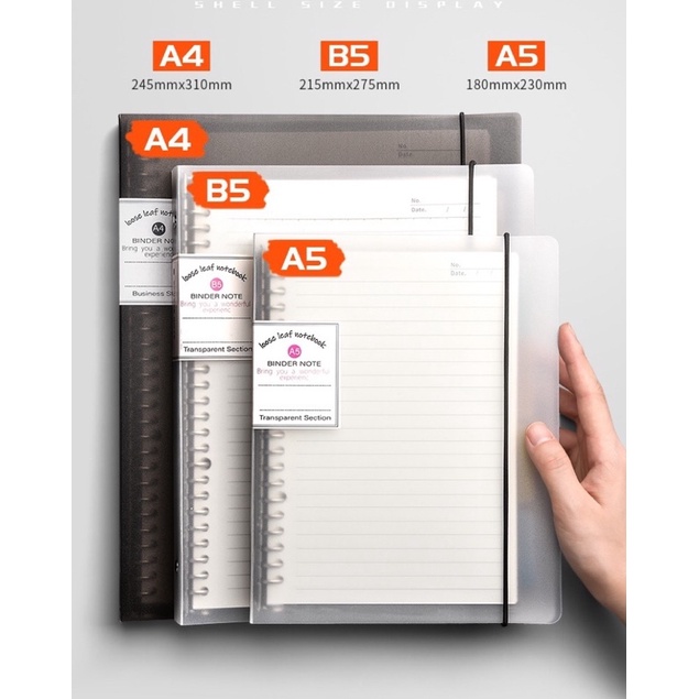 [SG READY STOCK] A5 Transparent Clear / Black Loose Leaf Notebook