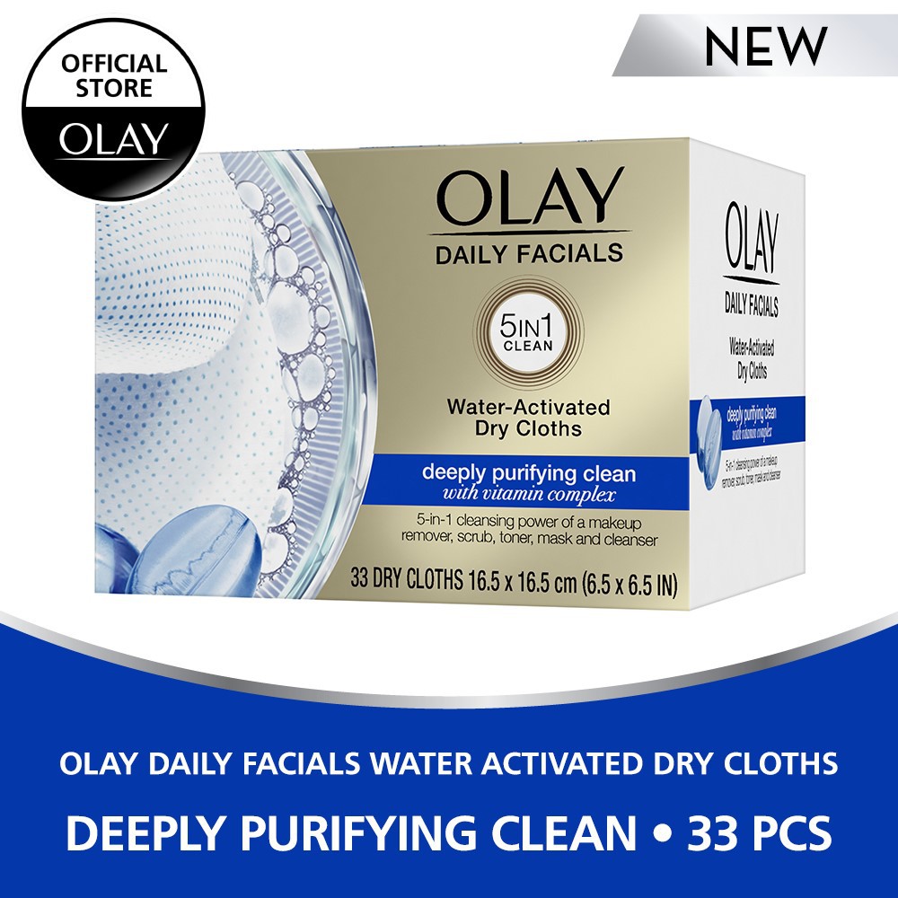 Olay Daily Facials Water Activated Dry Cloths Deeply Purifying Clean 33 pcs Shopee Singapore