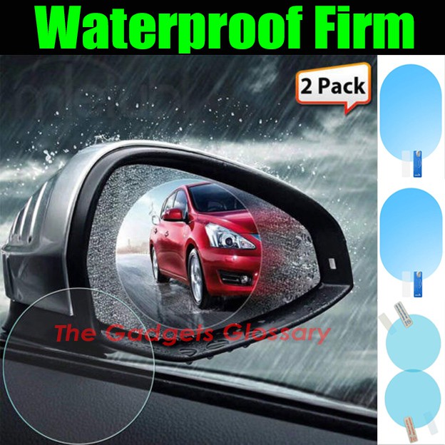 2 x Car Mirror Waterproof Rain Repellent Firm Membrane Sticky Decal