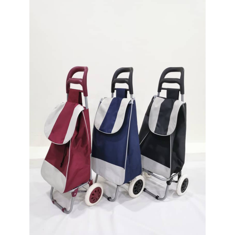 [Ready Stock] High Quality Canvas Bag Shopping Market Hand Trolley with wheel Shopee Singapore