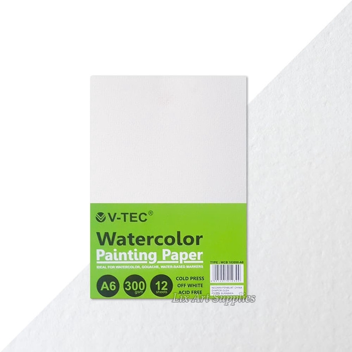 Vtec A6 Water Color Paper 300gsm 12 Sheets Cold Pressed / VTEC