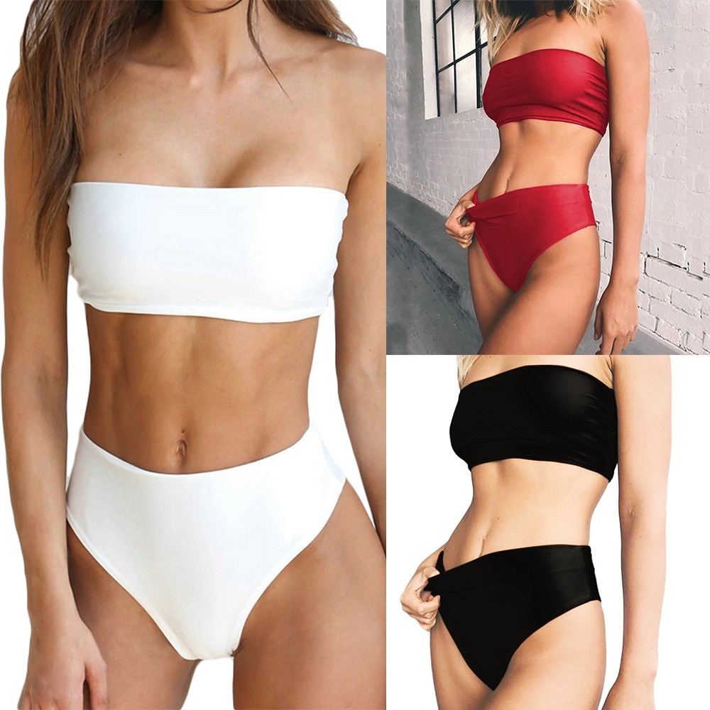 bandeau bikini high waist