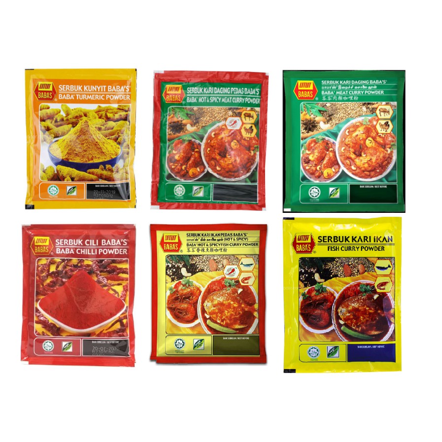 Shop Malaysia Baba S Curry Turmeric Chili Powder Baba S Serbuk Kari Kunyit Cili 20g 25g Shopee Singapore