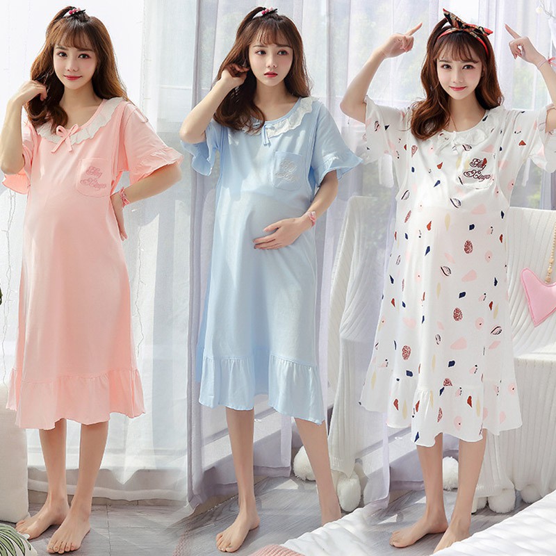Maternity Sleepwear Suit Pregnant Pajamas Nursing Tops+Pants Cotton Nightgown