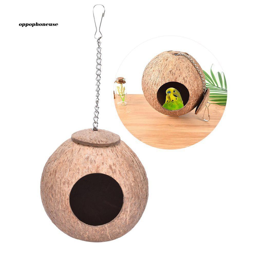 Ophe Coconut Shell Bird Nest House Hut Pet Parrot Budgies Hanging