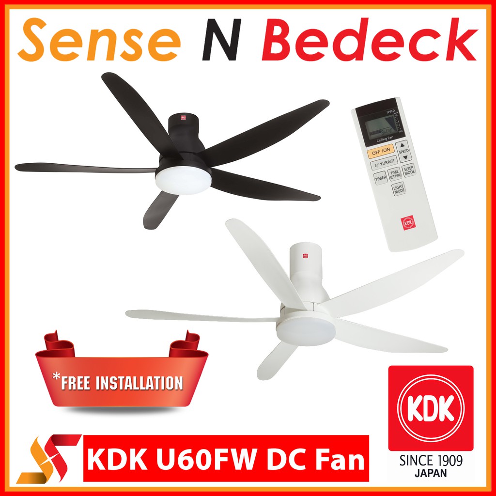 KDK U60FW (*Free Installation) 60 Inch DC Motor Ceiling Fan Shopee