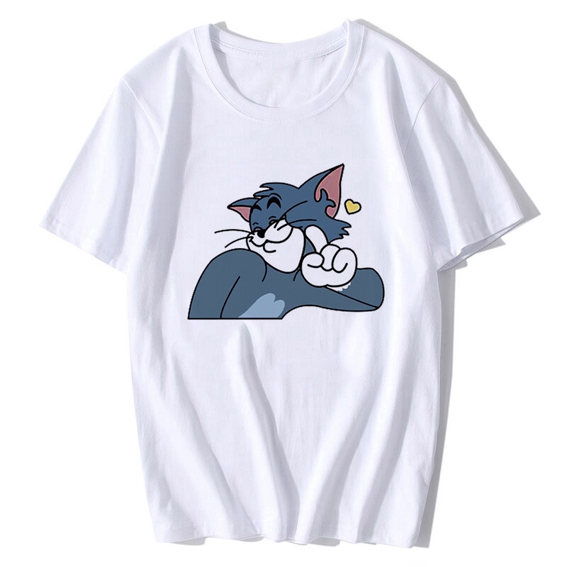 Cute Cartoon Tom and Jerry Printing Tshirt Summer Fashion Men Round ...