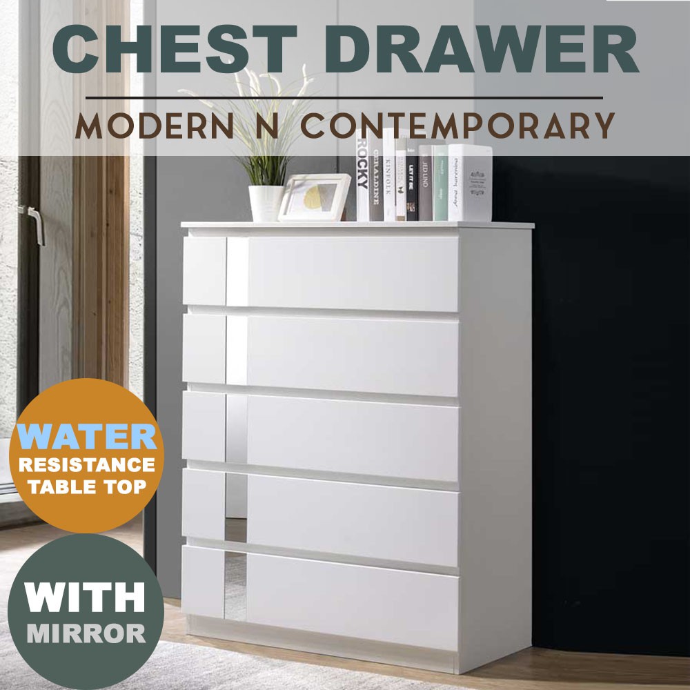 Free Installation Miya 5 Drawer Chest White Dressing Chest