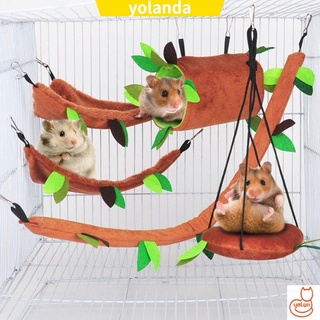 Guinea Pig Hanging Hammock Hideout Tunnel Triple Tier Warm Bed Tube Cage Swing Cave Mat Bedding Playing and Sleeping for Small Animal Hamster Gerbil Dwarf Rat 