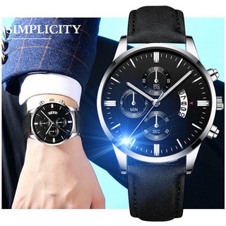 Fashion Men's Business Leather Belt Waterproof Quartz Watch / Multifunction Calendar Luminous Watch / Student Casual Date Watch / High Quality Large Dial Quartz watch