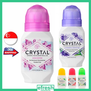 Image of CRYSTAL Mineral Deodorant Roll On Unscented Body 24 Hour Odor Protection (66 ml)